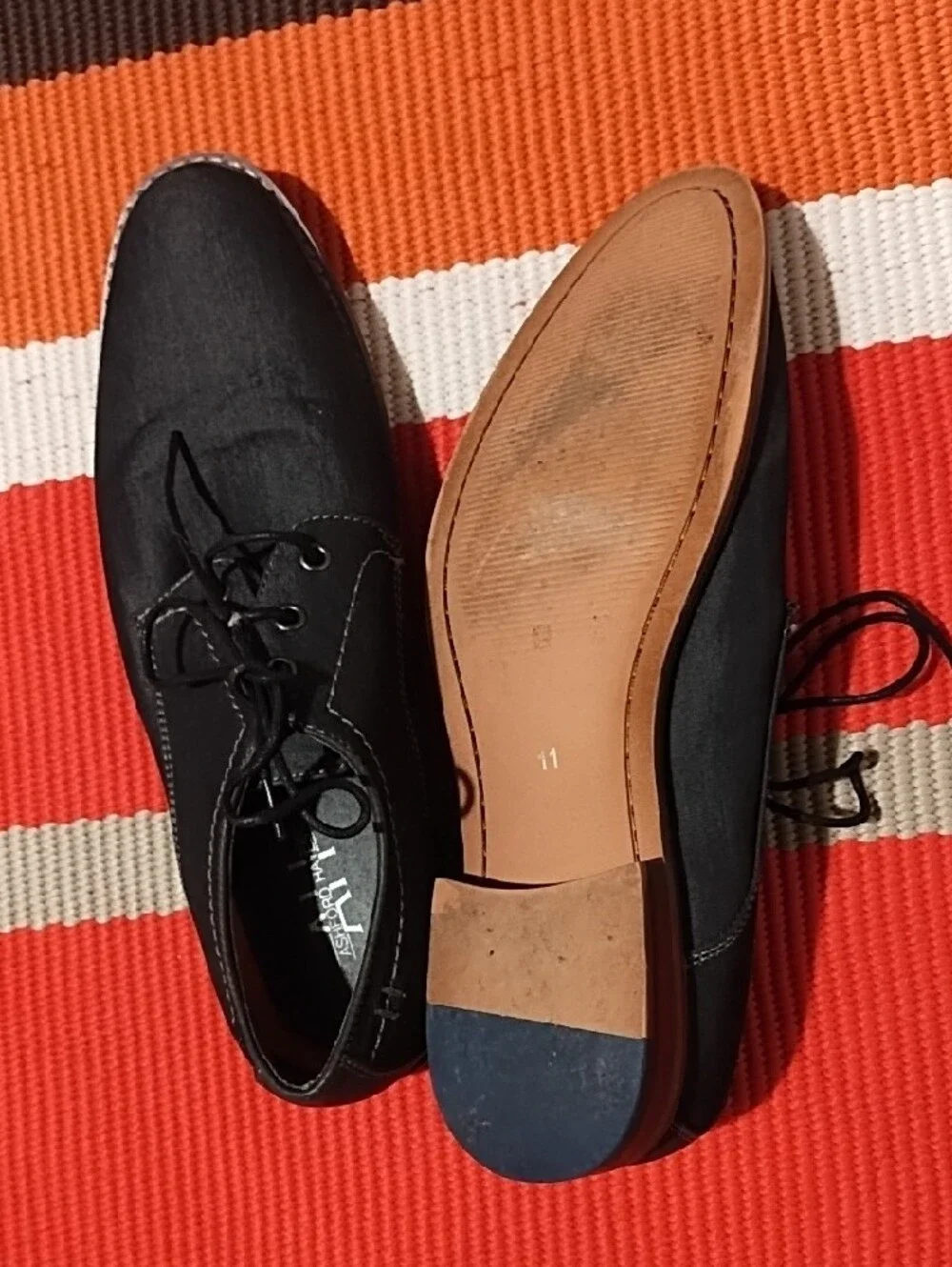 Men's Black Lace-Up Derby Shoes by Ashford Hayes Size 11M In VGC.